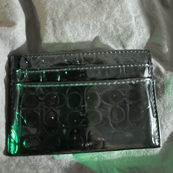 COACH EMBOSSED LIQUID GLOSS CARD CASE BLACK - Picture 3 of 3